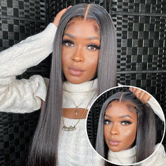 Brazilian Straight Lace Wig 180 Density Natural Look Transparent Lace Closure