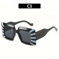 Square Striped Sunglasses Large Gradient Glasses UV400