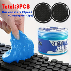Car Cleaning Gel 160g with Coasters, Dust Removal for Air Vent Interior