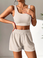 Ribbed Tank Top & Shorts Set for Vacation