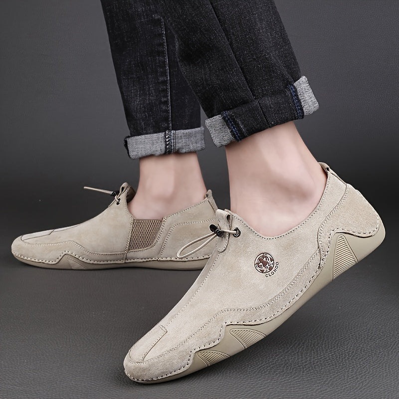 CLOHOO Men's Slip On Shoes Khaki Grey
