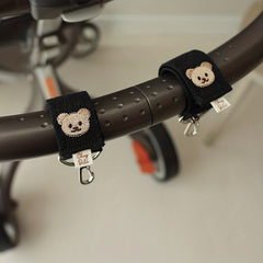 2 Pack Baby Stroller Hook Bear Embroidery Storage Pendant