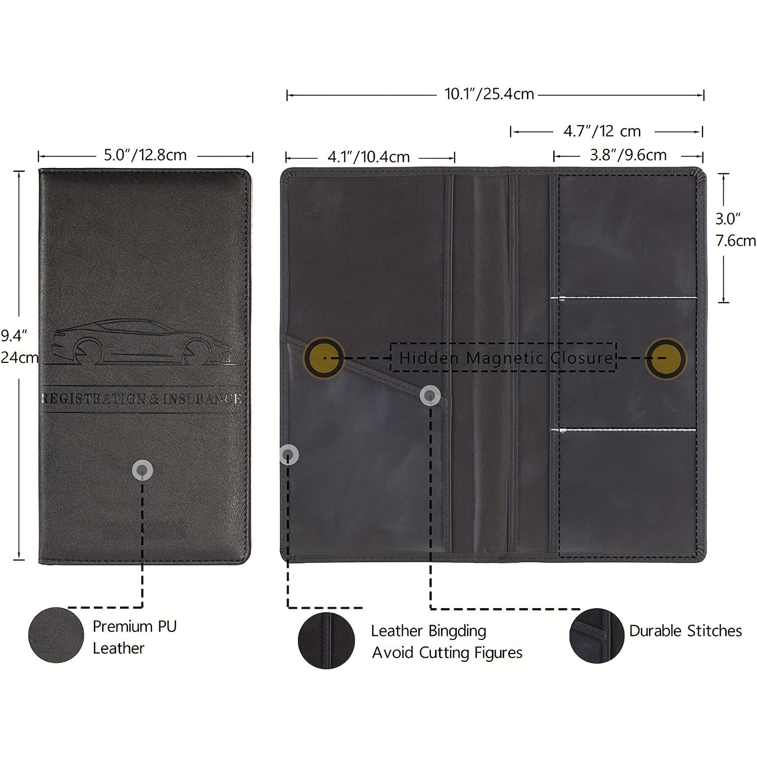 Car Document Organizer Case for Registration, Insurance, Driver & More