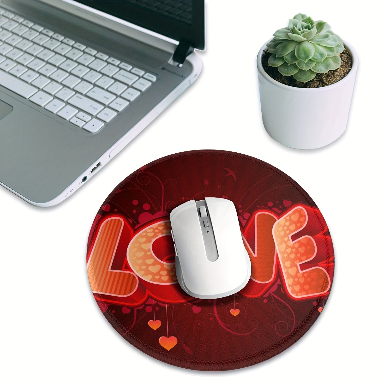 LOVE Font Pattern Round Mouse Pad 20x20cm For Games Home Office