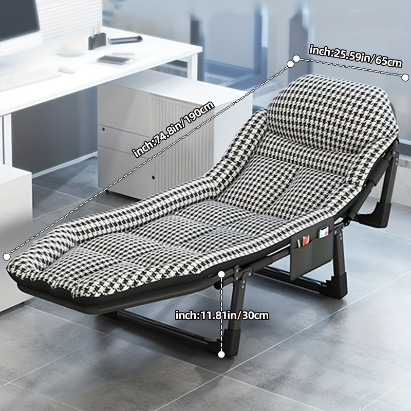 Outdoor Folding Bed with Side Pocket Office Nap Bed Single Person Nap Bed