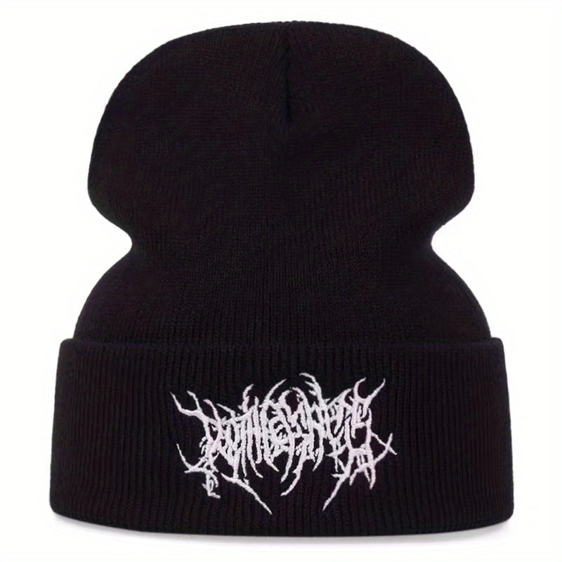 Gothic Style Letter Embroidery Knitted Hat Warm Hat
