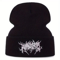Gothic Style Letter Embroidery Knitted Hat Warm Hat