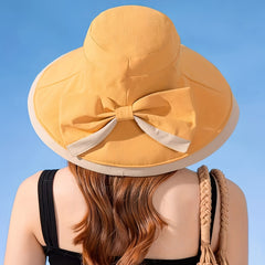 Wide Brim Bowknot Decor Sun Hat, UV Protection Bucket Hat for Women