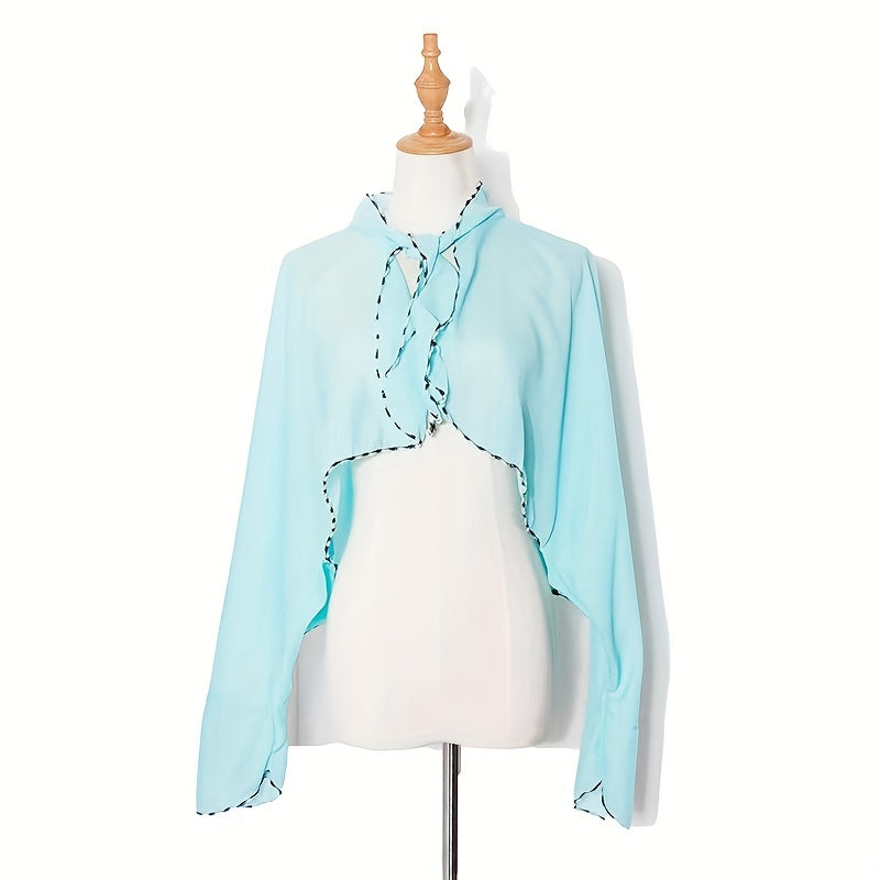 Chiffon Ruffles Sunproof Shawl UV Protection Cape