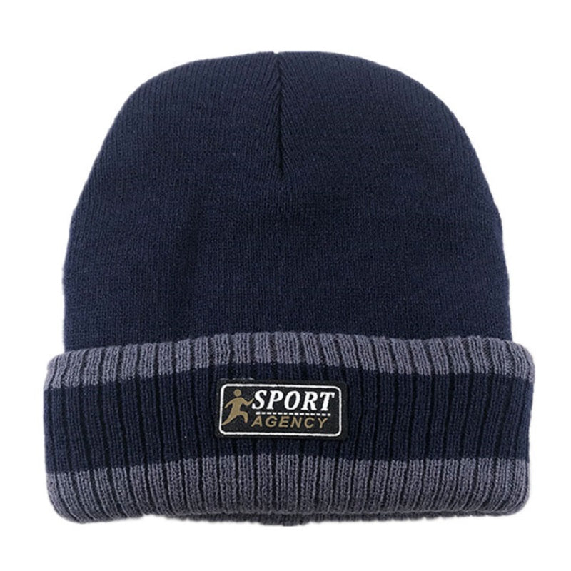 Men's Knitted Hat Plus Velvet Thick Woolen Hat Outdoor Cold Hat