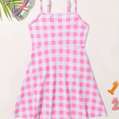 Girls Checkered Swimsuit - Comfy 1 Piece Bathing Suit