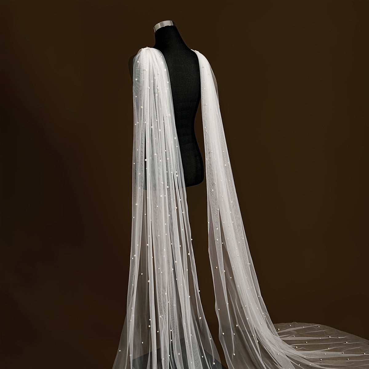 Romantic Handcrafted Beaded Long Shawl for Brides, Wedding Dress Accessory