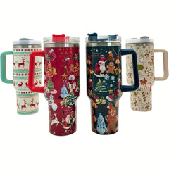 Christmas Printed Vacuum Flask 40oz Insulated Water Bottle Leakproof Tumbler