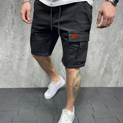 Men's Cotton Cargo Shorts with Drawstring Waist for Outdoor Activities
