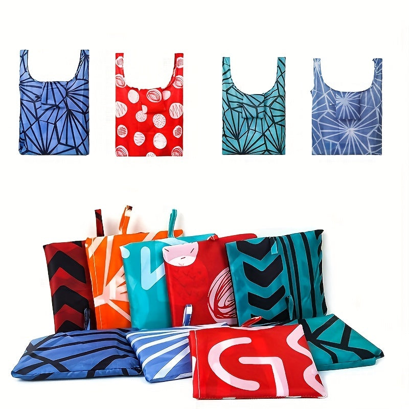 Red Dots Reusable Grocery Bags Folding Shopping Bag Waterproof
