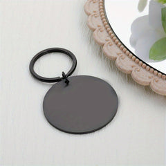 Personalized Stainless Steel Round Disc Keychain for Men