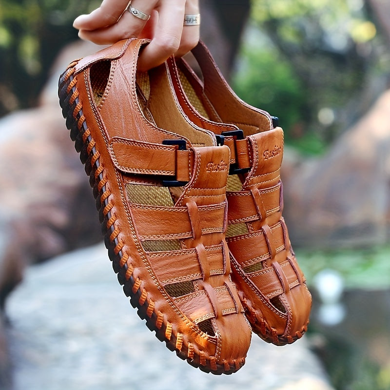 Men's Closed Toe Hook And Loop Sandals Non Slip Beach Shoes