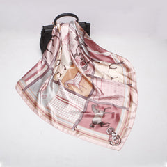 Floral Silk Blend Square Scarf Head Wrap