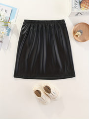 Girls' PU Leather High Waist Summer Party Skirt