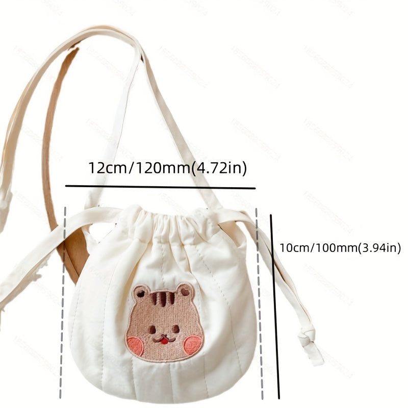 Animal Embroidery Drawstrings Bag Storage Crossbody Coin Purse Wallet