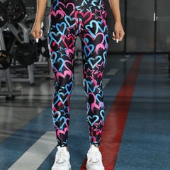 Heart Print High Waisted Yoga Pants for Women