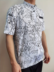 Men's Cat Cycling Jersey Short Sleeve Quick Drying Zip Up Shirt