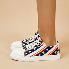 Women's Star & Striped Canvas Shoes Casual Lace Up Outdoor Sneakers
