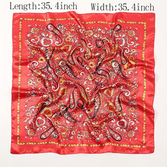Colorful Paisley Print Square Scarf Boho Satin Shawl