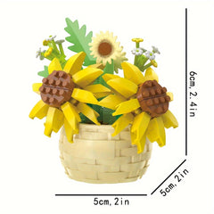 Flower Basket Bricks Toy, Various Flowers Models Building Blocks Toys