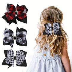 Plaid Bow Hair Clip for Girls