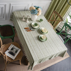 Green Striped American Tablecloth Rustic Style Table Cover