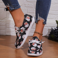 Christmas Santa Print Soft Sole Canvas Sneakers
