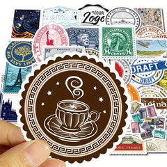 50pcs Retro Travel Stamps Stickers Waterproof Decals