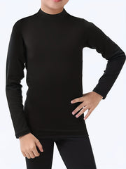 3pcs Kids' Warm Compression Shirt Mock Neck Top Long Sleeve Athletic Bottom