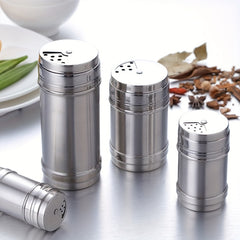 1 Pc Stainless Steel Spice Jar Rotating Cover Salt Sugar Bottle