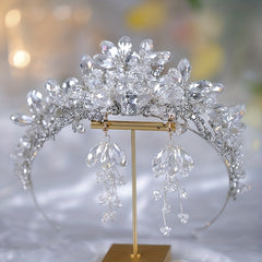 Crystal Crown Headband Earrings Set Wedding Jewelry Bride
