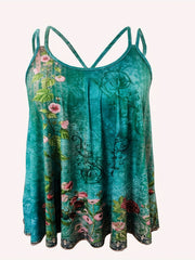Floral Print Split Strap Cami Top