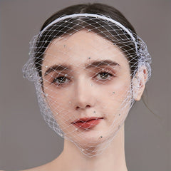 Veil Headband with Rhinestones & Flowers for Weddings