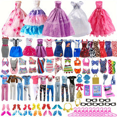 53pcs Doll Clothes and Accessories Set for 11.5 Inch Dolls