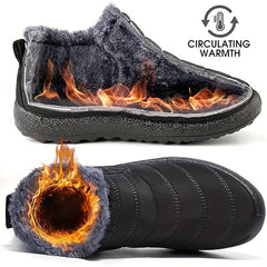 Women's Fur Lined Thermal Snow Boots Slip On Round Toe Warm Ankle Boots