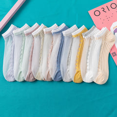10 Pairs Mesh Sheer Boat Socks Lace Ankle Stockings Women's Hosiery