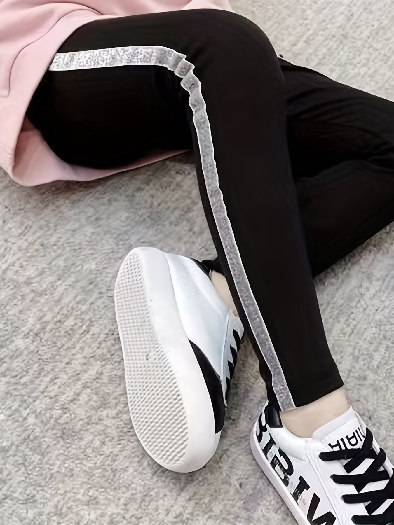 Girls Side Taping Elastic Waist Casual Trousers