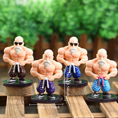 4 Pcs Old Man Anime Character Doll Figurines Model Car Ornaments