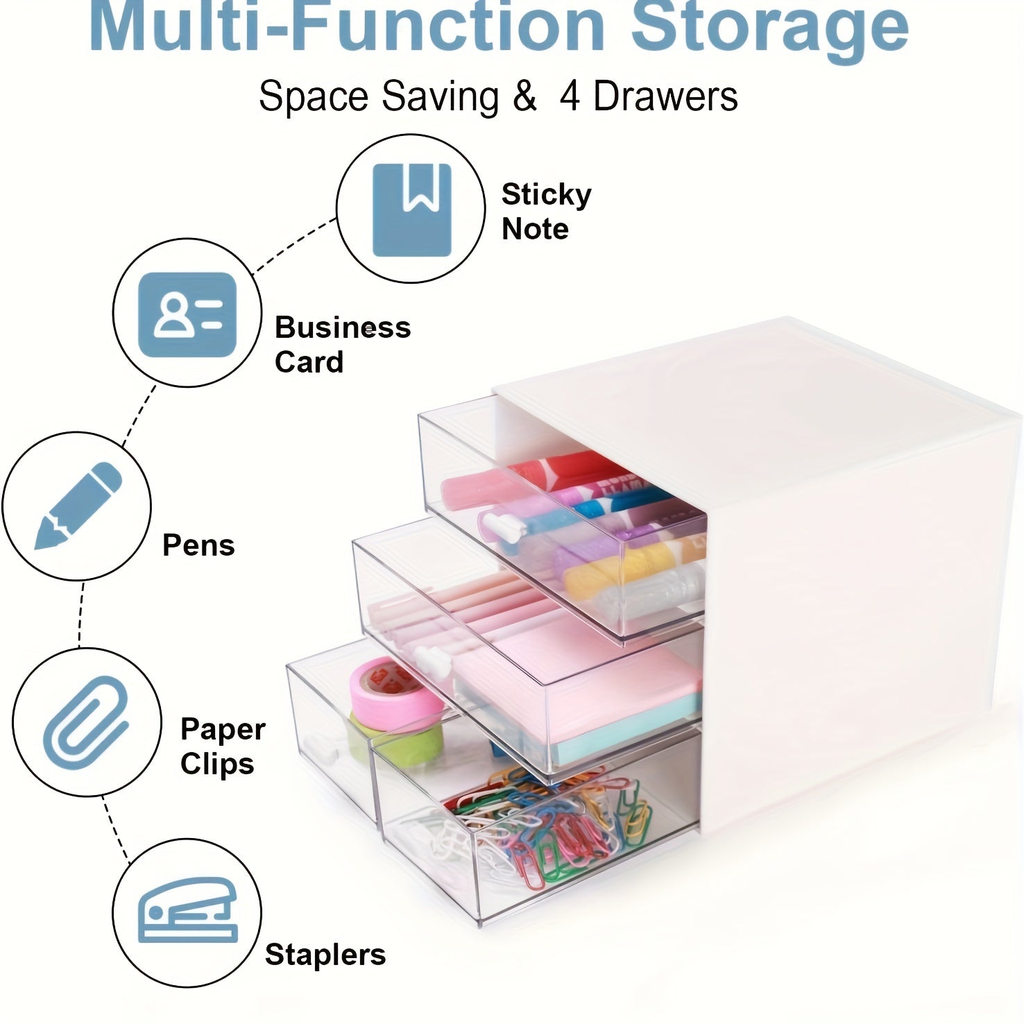 Desk Organizer With Drawer Desk Storage Box With 4 Drawers