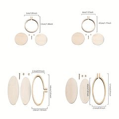 1pc Wooden Mini Small Embroidery Stretch Fixed Frame Round Oval Photo Frame