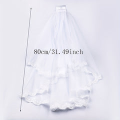Wedding Veil With Comb Bride Costume Veil Layers Lace Edge Veil