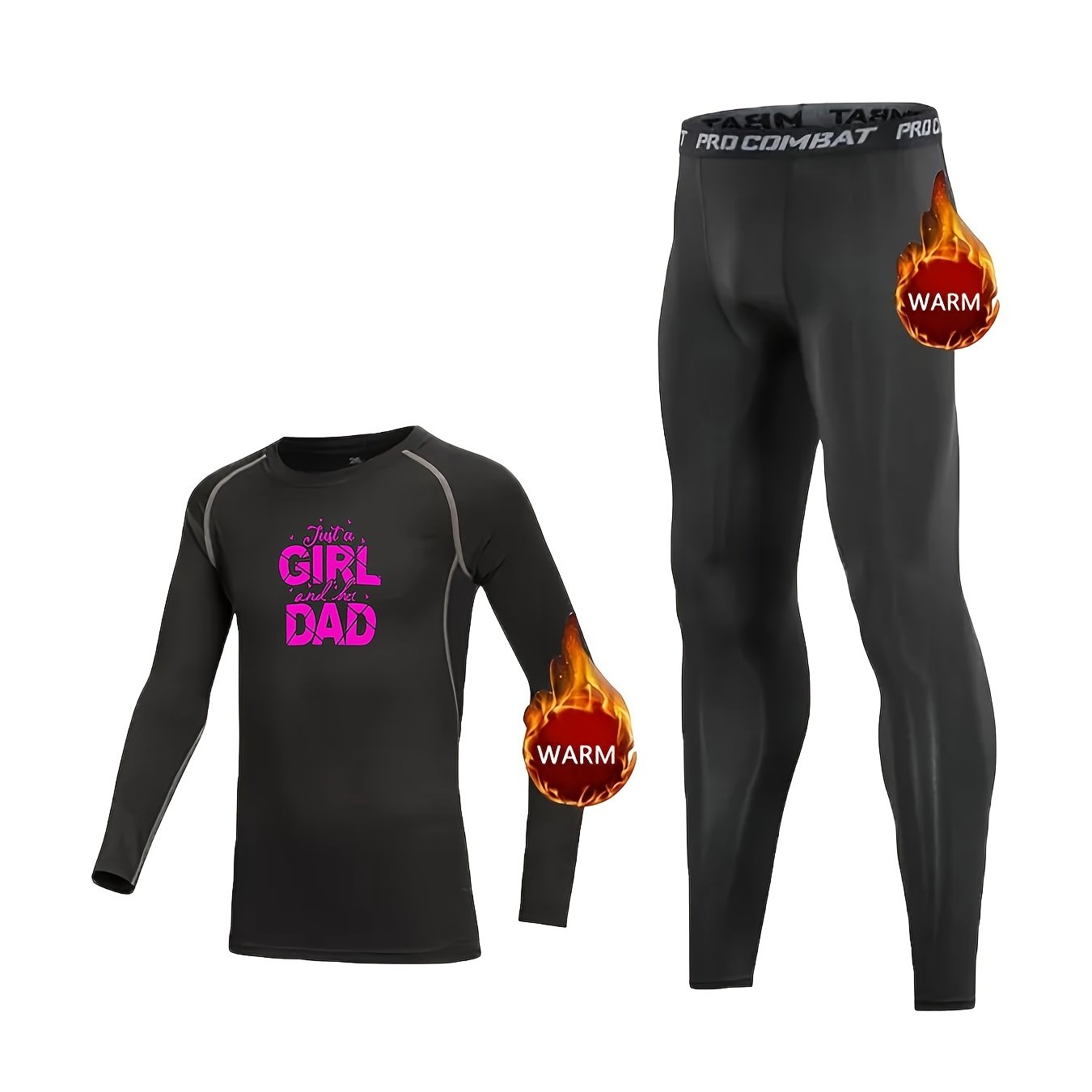 2pcs Kids Fleece Compression Sets Letter Print Pullover Matching Pants
