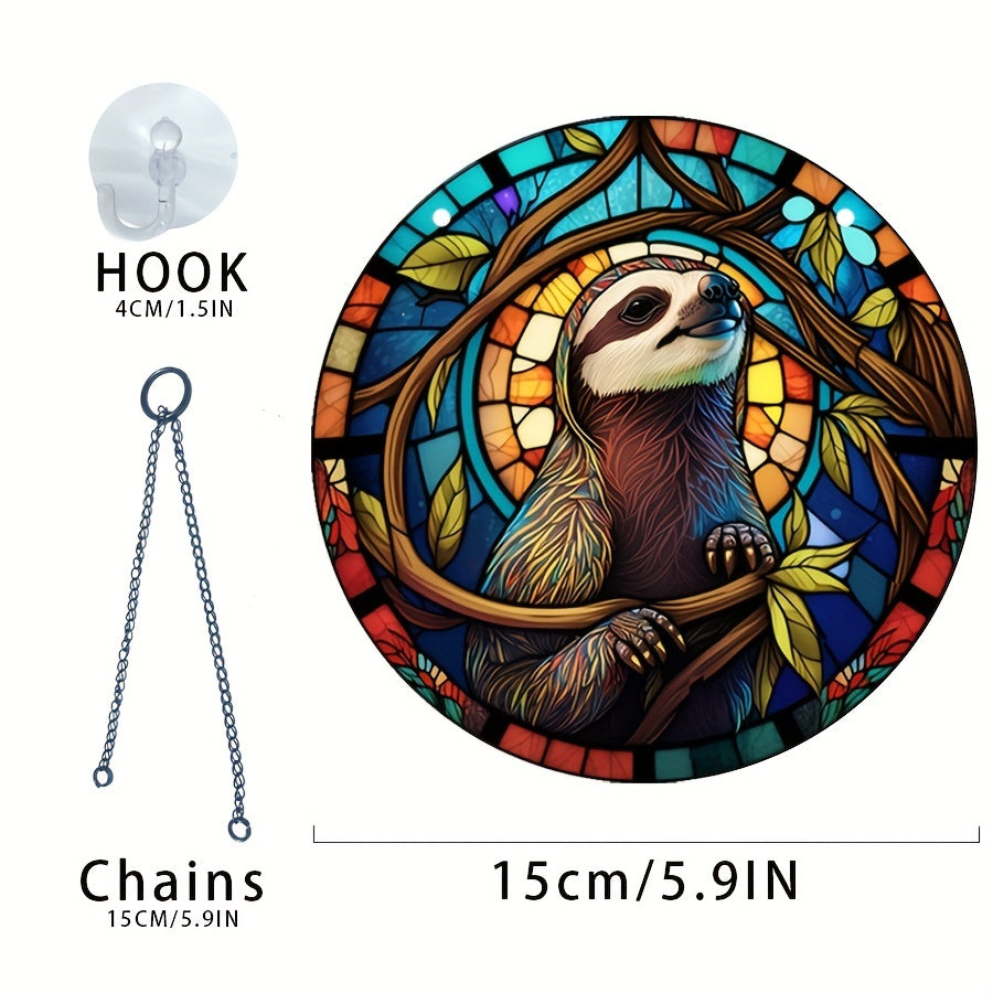 Acrylic Sloth Round Stain Window Hanging Wall Decoration