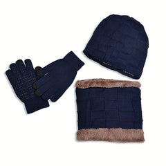 Kids Winter Knit Hat Scarf Gloves Set, Warm Beanie with Gloves & Scarf