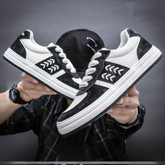 Men's Ear Of Wheat Print Lace Up Sneakers - Outdoor Walking Shoes